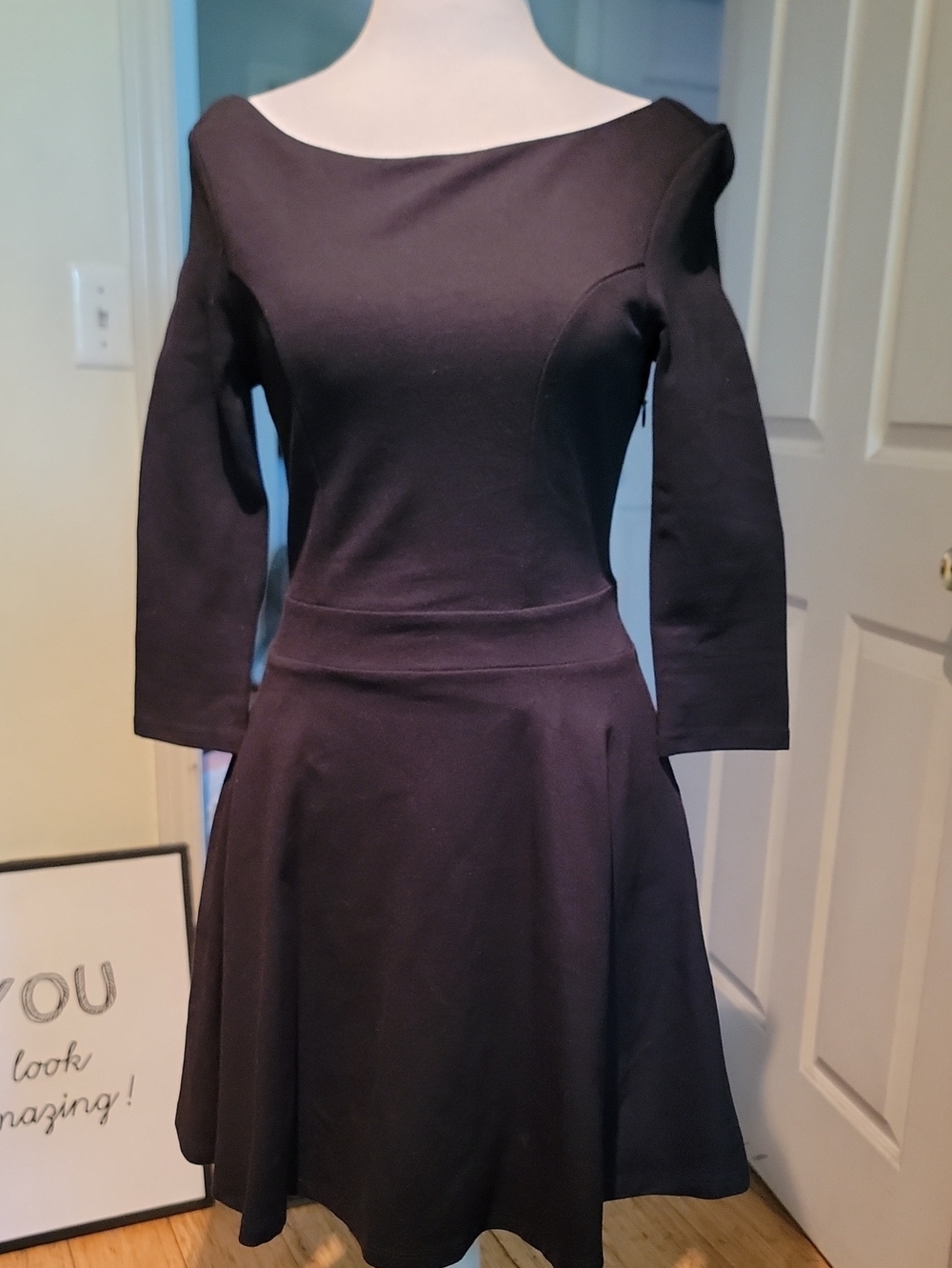 Arden B. Classic Black Boatneck Fit-and-Flare Dress